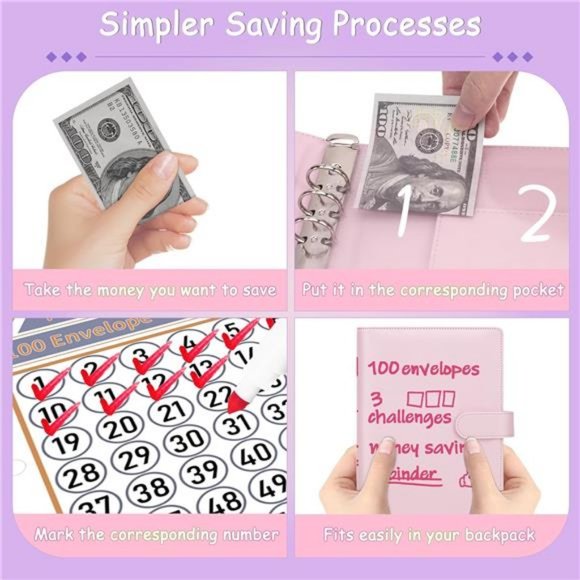 100 Envelopes Money Saving Challenge Binder to Save $5,050, 500, 10,000 - Picture 5 of 7